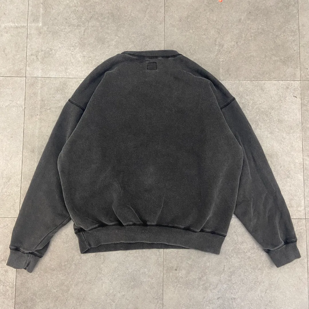 American Saint Michael skull hand cracked print retro distressed washed loose round neck plus velvet long-sleeved sweatshirt Fabric: 420g Style number: SM608 Size: S-M-L-XL Color: Black Price: P198
